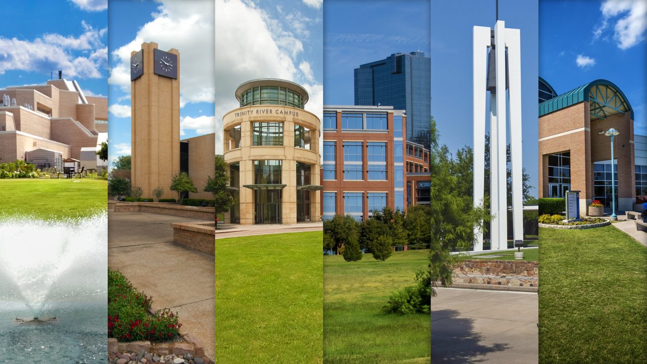 Collage of six TCC campuses.